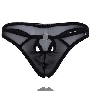 Andrew Christian Black Sheer Arouse Ring Thong